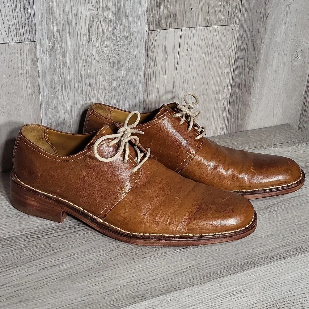 Cole Haan Mens 8 1/2M Oxford Leather Dress Shoes Brown Lace Up CO5324‎